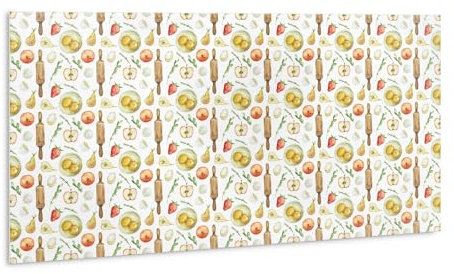 Tulup 100x50cm Imperméable Panneaux Muraux Salle de bains Adhesive PVC Autocollants pour la Cuisine - Fruits pomme et poire
