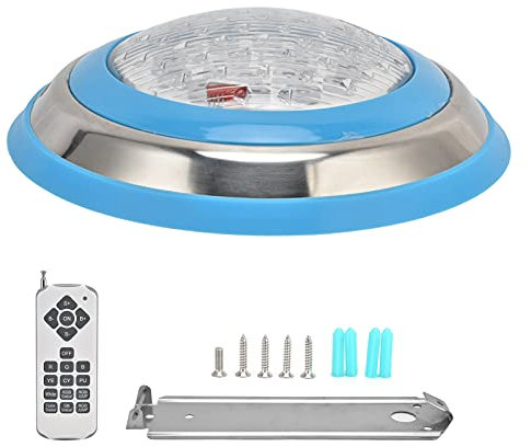 FTVOGUE Luz de Piscina Simming, IP68 LED Impermeable Gran Dureza Resistencia Al Calor Control Remoto Luz Subacuática RGB con Tornillo para Acuario para Piscina Simming (54W)