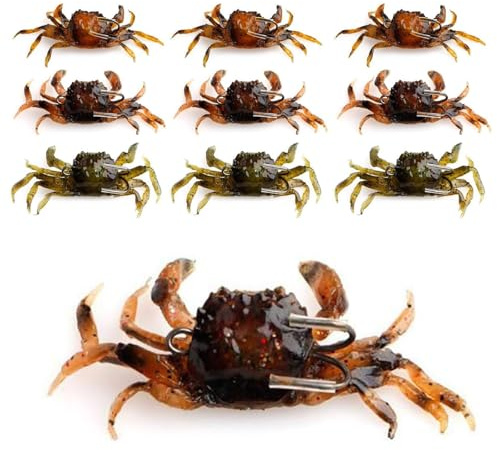 Glavatrix 10 Pcs Soft Plastic Crab Lures, Saltwater Fishing Baits With Sharp Hooks, 3D Simulation Freshwater Tackle Accessory Tool, Random Color