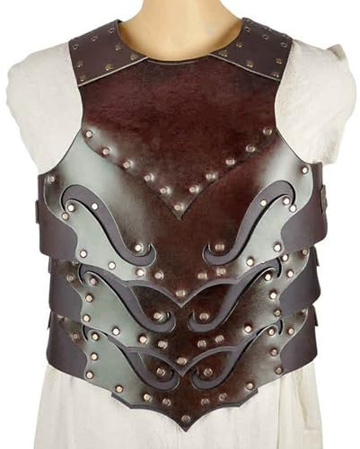 MDFCZXP Mittelalterliche Vintage Herren Weste Rüstung - Mittelalterliche Retro Brustpanzer Rüstung - Herren Leder Schulterrüstung,Braun