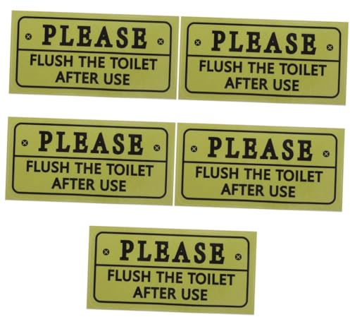 STOBOK 5pièces Autocollant Murale Toilettes Veuillez Flush Toilette Déco Salle De Bain Étiquette Adhésive Imperméable Et Facile à Installer