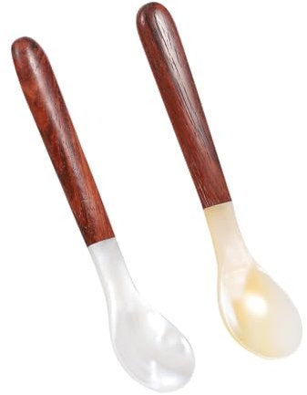 Cabilock 2piezas Cucharas De Natural Con Mango De Madera Cucharas Para Helado y Sopa Diseño Creativo y Resistente Utensilios Para Postres y Bebidas Calientes