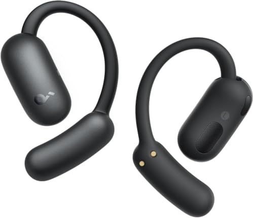 soundcore AeroFit 2 by Anker, Open-Ear Headphones, Adjustable Ear Hooks, Snug Fit, Rich Bass, Hi-Res Wireless Audio, 42H Play, Bluetooth 5.4, Wireless Charging, IP55, AI Clear Calls (Renewed) (Black)