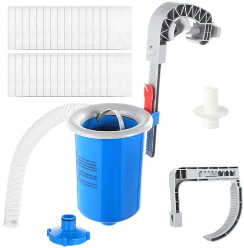 Tujoe Skimmer fuori terra con 30 calzini per la pulizia della piscina, skimmer da parete con tubo e cestello, da attaccare ai collari gonfiabili per la manutenzione della piscina