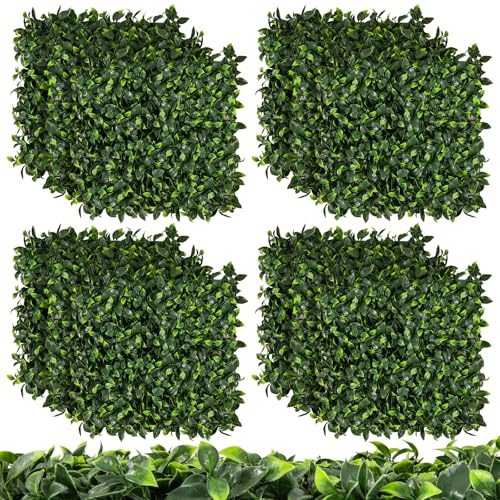 COSTWAY 12 Piezas de Césped Artificial 50 x 50 cm, Jardín Vertical Tropical, Planta de Pared con Protección Solar, Decoración Verde para Jardín Patio Balcón (Hoja de Gardenia)