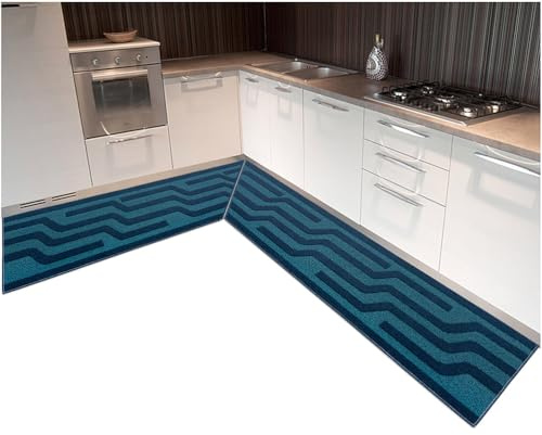 emmevi Alfombra para cocina angular personalizable, antideslizante, lavable, absorbente, 100 % fabricada en Italia, alfombra de cocina angular, disponible hasta 550 cm
