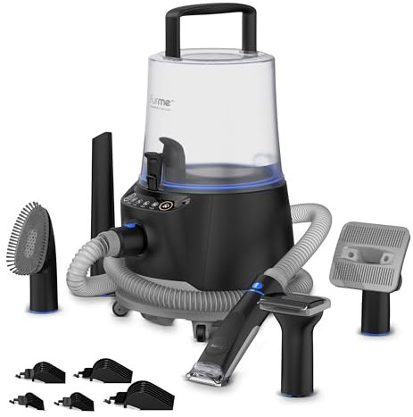 FURME Ultra Pet Grooming Vacuum Kit - Cat & Dog Grooming Kit for Easy Pet Care at Home, Quiet & Safe Dog Hair Remover Machine with Brush, Clipper, Shedding & Cleaner Tools & 4.5L Canister