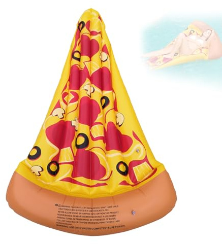 ACTOYS Poolmatta för vuxna, uppblåsbar poolmatta, uppblåsbar strandmatta, poolmattor, uppblåsbar för pool och stränder (pizza)