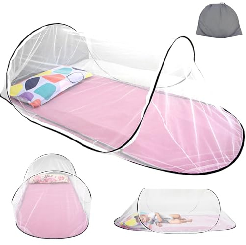Tragbares Reise Moskitonetz, 200 x 80 x 56 cm Faltbares Tragbares Moskitonetz, Faltbares Reisezelt mit Aufbewahrungstasche, Für Babys und Erwachsene