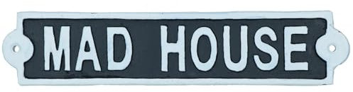 AB Tools Mad House Gusseisen-Schild für Wand, Tür, Zaun, Tor, Pfosten, Haus, Garten, Hof