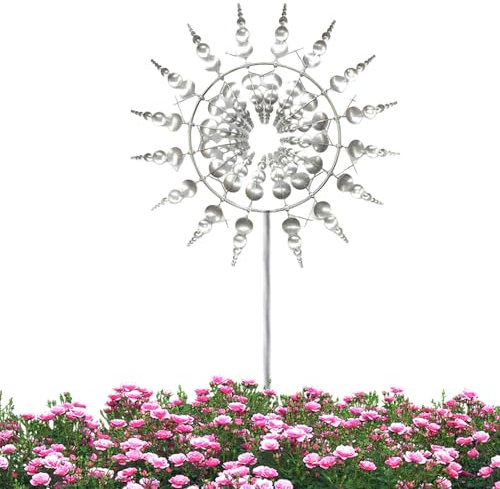 JIEBWCHA Einzigartige Und Magische Metall Windmühle, 31x2x93cm 3D Metall Windmühle, 3D Windrad Eisen, Wetterfestes Gartendeko Für Terrasse, Rasen, Innenhof Landschaft Dekoration