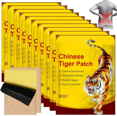 80 PCS Patch Anti Douleur, Patch Chauffant, Tiger Soreness Relief Patch, Patch de Soulagement Douleur Tigre, pour les Douleurs du cou, du Genou, du dos et des épaules
