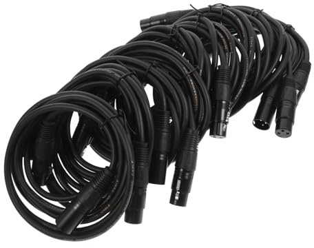 BESPORTBLE 10 Stück 2m 3-poliges Dmx Kabel Mit Pvc Ummantelung Bühnenbeleuchtungskabel Für Moving Head Und Par Licht Flexibel Korrosionsbeständig Schwarz