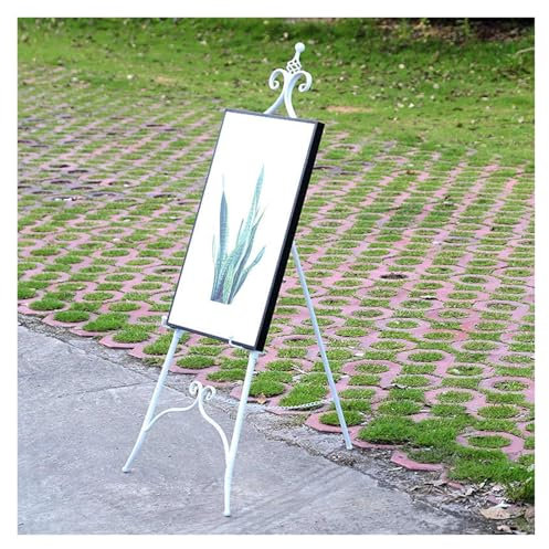 Lavagna di benvenuto regolabile per matrimonio, cavalletto treppiedi con supporto per catena per hotel, negozi e centri commerciali (bianco, 120 x 50 cm)