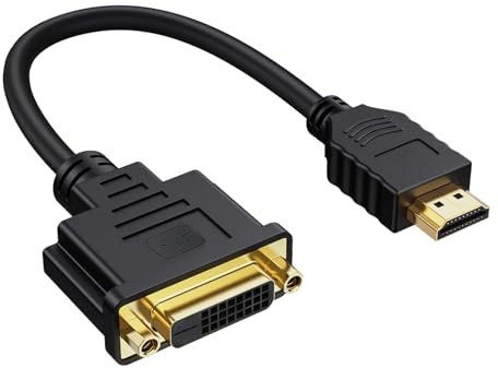 Ksywydu HDMI to DVI Cable Adapter, Female DVI to Male HDMI Bi-Directional Dual Link Converter, 1ft / 0.3m AV Cable, Supports 1080p Full HD 60Hz for TV, PC, Gaming Console, Monitor, Projector