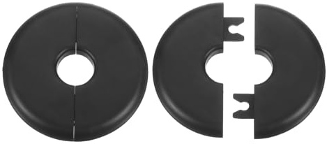 sourcing map 2 placas de cubierta de fontanería autoadhesivas de plástico ABS con brida dividida de 17 mm, diseño de hebilla para tubería de agua, baño, cocina, decoración, color negro