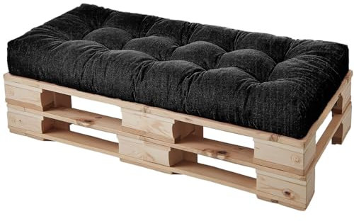 HJZPWB Tela de Lino Cojin Banco 8 cm de Grosor Cojines para Banco Estilo Capitoné Cojin para Banco Exterior Antideslizante Colchoneta Tumbona Grueso Cojin Sofa Exterior,Negro,100 * 40 * 8cm