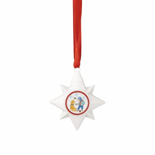 Hutschenreuther Weihnachten Sammelkollektion 2025 Weihnachtsspiele Porzellan-Ministern Junge mit Hund / 6,5 x 6,5 x 1,0 cm, Weiß