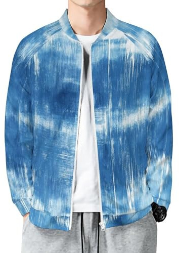 MIATCENRT Giacca da Uomo Transizione Leggero, Sottile Bomber Primaverile Casual Giacca Tie-Dye Sportiva All'aperto con Zip, Spolverino a Vento Tie-Dye Astratto