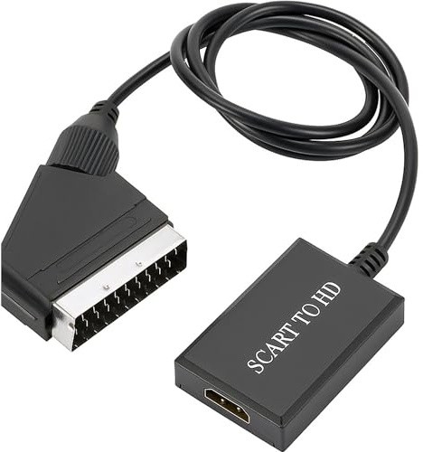 Innovaland SCART a HDMI Converter – Adaptador de vídeo 720P/1080P con Cable USB – Adaptador SCART para VCR, reproductor de DVD y consolas de videojuegos – Escalador compacto de audio y vídeo para TV