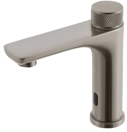 Infrarot Sensor Wasserhahn,Automatik Berührungsloser Waschtischarmatur,mit Temperaturspeicherfunktion,USB-Kabel & Batteriebetrieb, Mischbatterie Induktion Badarmatur (Grey)