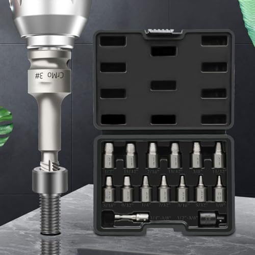 Juego de 15 herramientas de extracción de sujetadores dañados con extractores de tornillos multiranura, kit de extracción de pernos rotos de acero cromado para sistema de extracción de tornillos