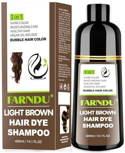 Hellbraun Haarfarbe Shampoo, Haarfärbeshampoo 3 in 1 Hair Dye Shampoo für Frauen und Männer zur Abdeckung grauer Haare