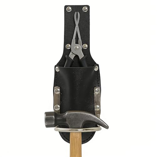 HARY Hammerhalter für Gürtel Cuttermesser Tasche aus Echtleder Robuste Hammerschlaufe Messertasche für Werkzeuggürtel Professioneller Werkzeuggürtel für Handwerker mit Werkzeug-Gürteltasche