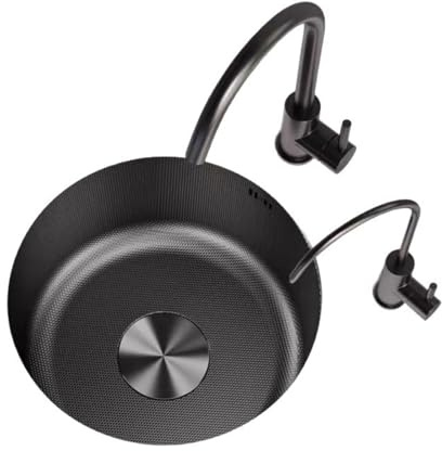 XJTNLB Spülbecken Edelstahl Rund 30 cm Waschbecken Küche Edelstahl Schwarz Spülbecken Camping Rund