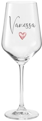 AWASG Personalisiertes Weinglas mit Namen, Geschenk Weinliebhaber Frauen Beste Freundin Mama, Weinglas Geschenk Danke mit Herz (Weißweinglas 430ml)