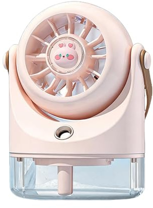 Ventilador de nebulización, recargable y potente, ventilador de mesa con rociador de agua, para el hogar, dormitorio, oficina, escuela, dormitorio, viajes, camping, , senderismo