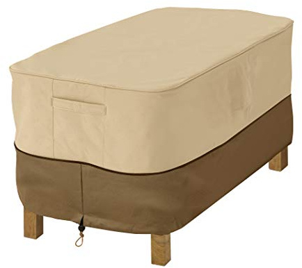 Classic Accessories Veranda Wasserfeste Abdeckung für rechteckige Gartenhocker und Beistelltische, Kiesel/Rinde/Erde (81 cm, klein)