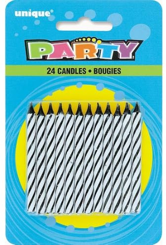 Black Spiral Birthday Candles - 24 Count, 2.5'' - Festive Celebration Cake Toppers, Vibrant Party Decorations, Fun and Safe for All Ages