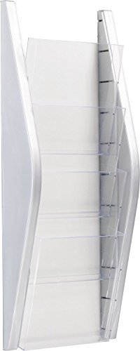 helit H6270200 - Wandbogendisplay „the arc“ 4 x DIN A5 hoch, silber | 4 Taschen im Hochformat für Flyer, Broschüren und Dokumente
