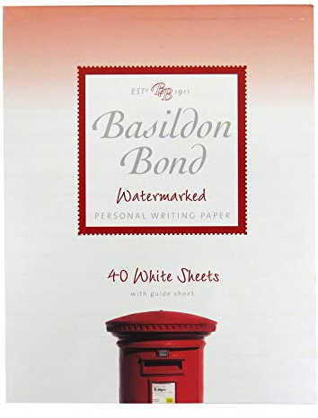 Basildon Bond Watermarked Personal Writing Paper - 40 Pages - 178x137mm - Color: White