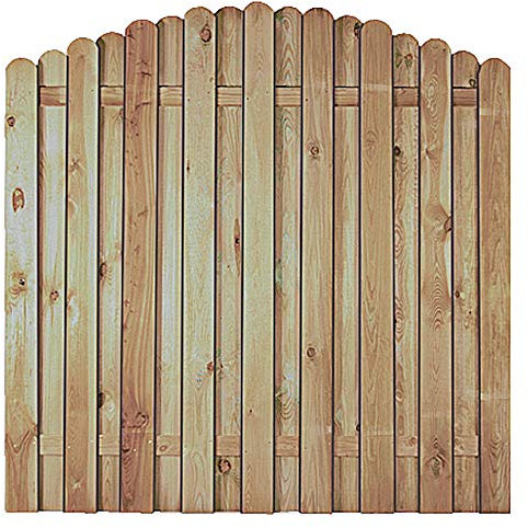 Sichtschutz Garten-Zaun Bochum Bogen | Zaunfeld im Maß 180x180 cm seitlich auf 160 cm abfallend (Breite x Höhe) | aus druckimprägniertem Kiefer/Fichte Holz | Bretterzaun | Bohlenzaun | Holz-Zaun