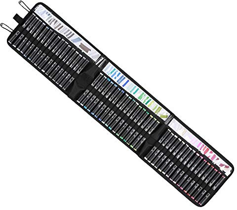 Graph'it - Estuche enrollable vacío para lápices - Bolsa enrollable para 52 rotuladores de alcohol - Longitud: 1 m - Color: Negro - Ideal para estilistas, ilustradores y diseñadores nómadas