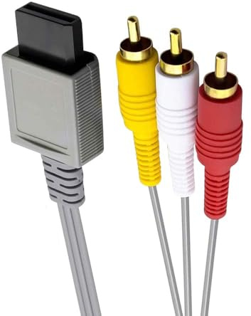 Link-e : Cable Audio Video RCA avec Connecteurs Plaqués Or Compatible avec la Console Nintendo Wii et Wii-U