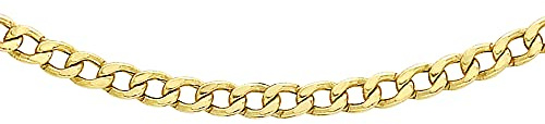 Carissima Unisex 9ct Yellow Gold Hollow 2.2 mm Curb Chain Necklace of Length 51 cm/20 Inch