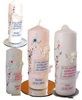 Taufkerze/Kommunionkerze,Konfirmationskerze, Patenkerze,Taufgeschenk,Geburtstagsgeschenk 3D Engel Spruchinkl.Name, Datum**Junge Mädchen