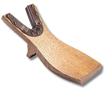 Chuck's Woodbarn Boot Jack Puller - Solid Oak & Bison Leather Beefcake Extra Grip Boot Remover for Cowboy Boots | Premium Boot Remover | Durable Shoe Jack - (Chocolate Bison)