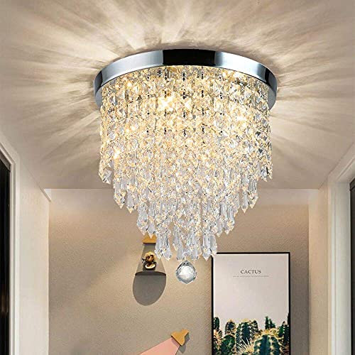 Depuley Lampe de Plafond Lustre Cristal K9 Design Moderne, Applique Plafonnier pour Salon Chambre à Coucher Salle à Manger et Couloir, Cuisine, Hall, Chambre, Salon,300mm,Ampoules G9*4 Non Inclus.