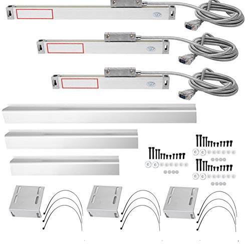 Digital Readout DRO, 3PCS Lathe Linear Scale Linear Scale 5um Precision Digital Readout Encoder for JCS900-2AE JCS900-3AE DRO, Optical Linear Encoder(0-200mm 0-300mm 0-700mm)