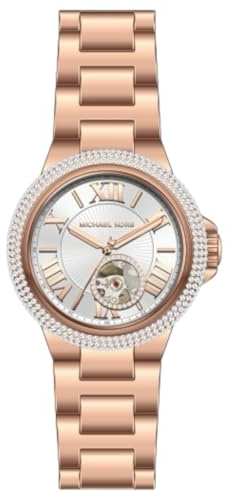 Michael Kors Reloj Camille para mujer, movimiento cronógrafo de cuarzo de 33 mm con correa de acero inoxidable, Oro cobrizo
