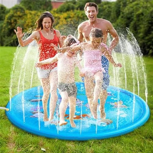 srn Splash Pad Summer Water Splash Sprinkler Mat Sprinkler Pad Spray Water Play Toys Children Outdoor Garden Toys Anti-slip Bubble Bottom Design 45 Inches