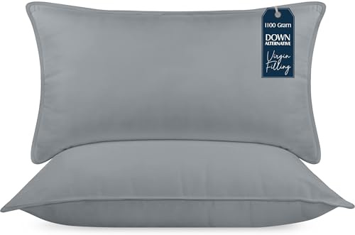 Utopia Bedding Pillows 2 Pack, (UK Standard, Grey) Hotel Quality Luxury Bed Pillow for Back, Stomach or Side Sleepers