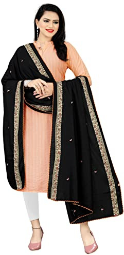 EBADAT Women's Traditional Scarf Shawls Fully Embroidered Dupatta Rayon Cotton Hijab for Ramzan Skin Friendly Soft Lightweight Long Namaz Wrap in 2.25 Meters Suitable for Every Occasion