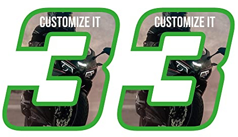 labelbike 2 Adesivi Moto Numeri Personalizzati Numero Custom '3'