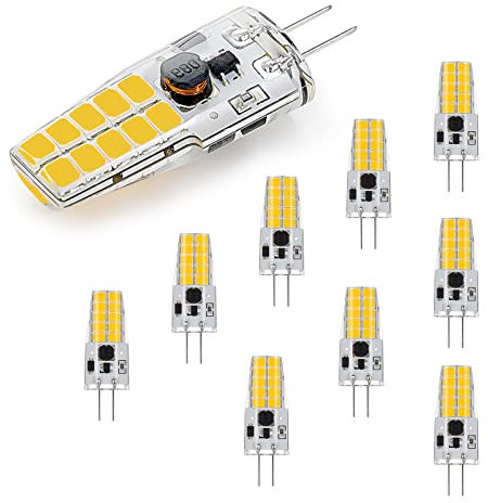 Lampadine G4 LED, AC/DC 12-24V G4 LED,250LM,bianco naturale 4000K, senza sfarfallio lampadina LED,2W sostituisce 20W lampadine alogene,piccole lampade LED socket, per cappa da cucina, confezione da 10