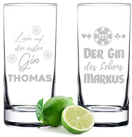 polar-effekt Gin Gläser 2er-Set 485 ml mit Gravur - personalisierte Trinkgläser - das Glas für Cocktails und Drinks - BPA-freies Trinkglas - ideales Geburtstagsgeschenk
